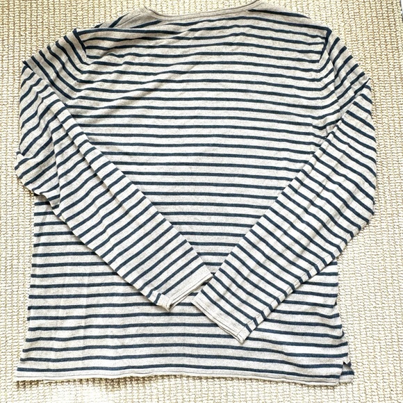 7 For All Mankind - men’s striped cotton blend sweater w rolled hem details - L - Picture 9 of 11